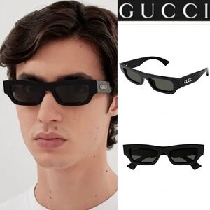 Gucci Men's GG1839SM Miami 52mm Rectangle Sunglasses Black Sunglasses NWT 490$